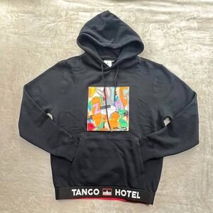 EUC Tango Hotel Drink Bunny Graphic Hoodie Black Streetwear Mens Size S Small